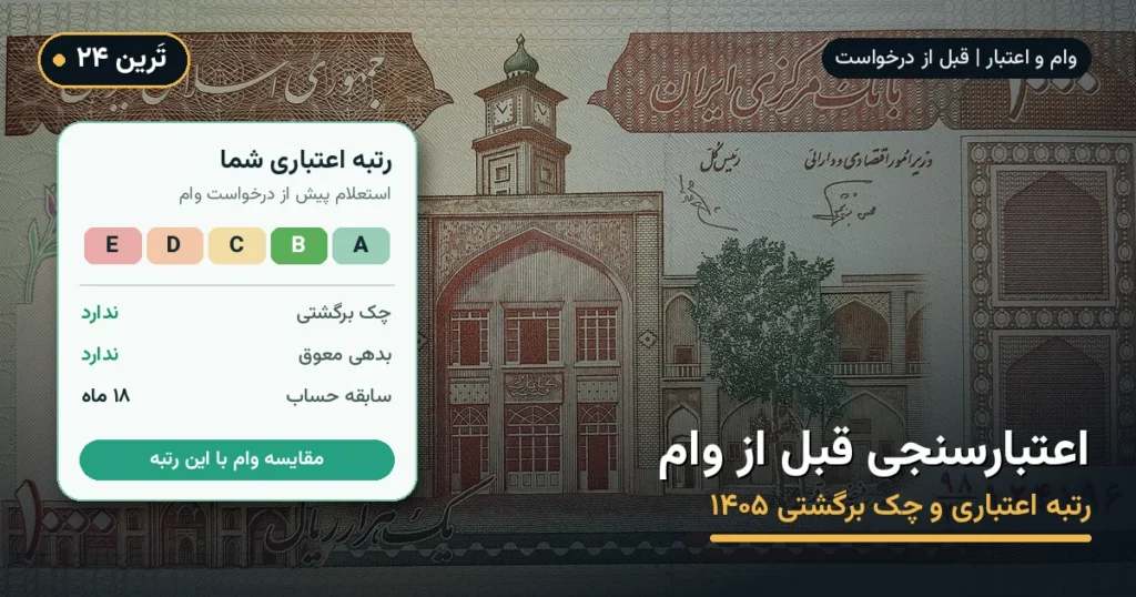 اعتبارسنجی قبل از وام ۱۴۰۵ | رتبه اعتباری و چک برگشتی چه اثری دارد؟
